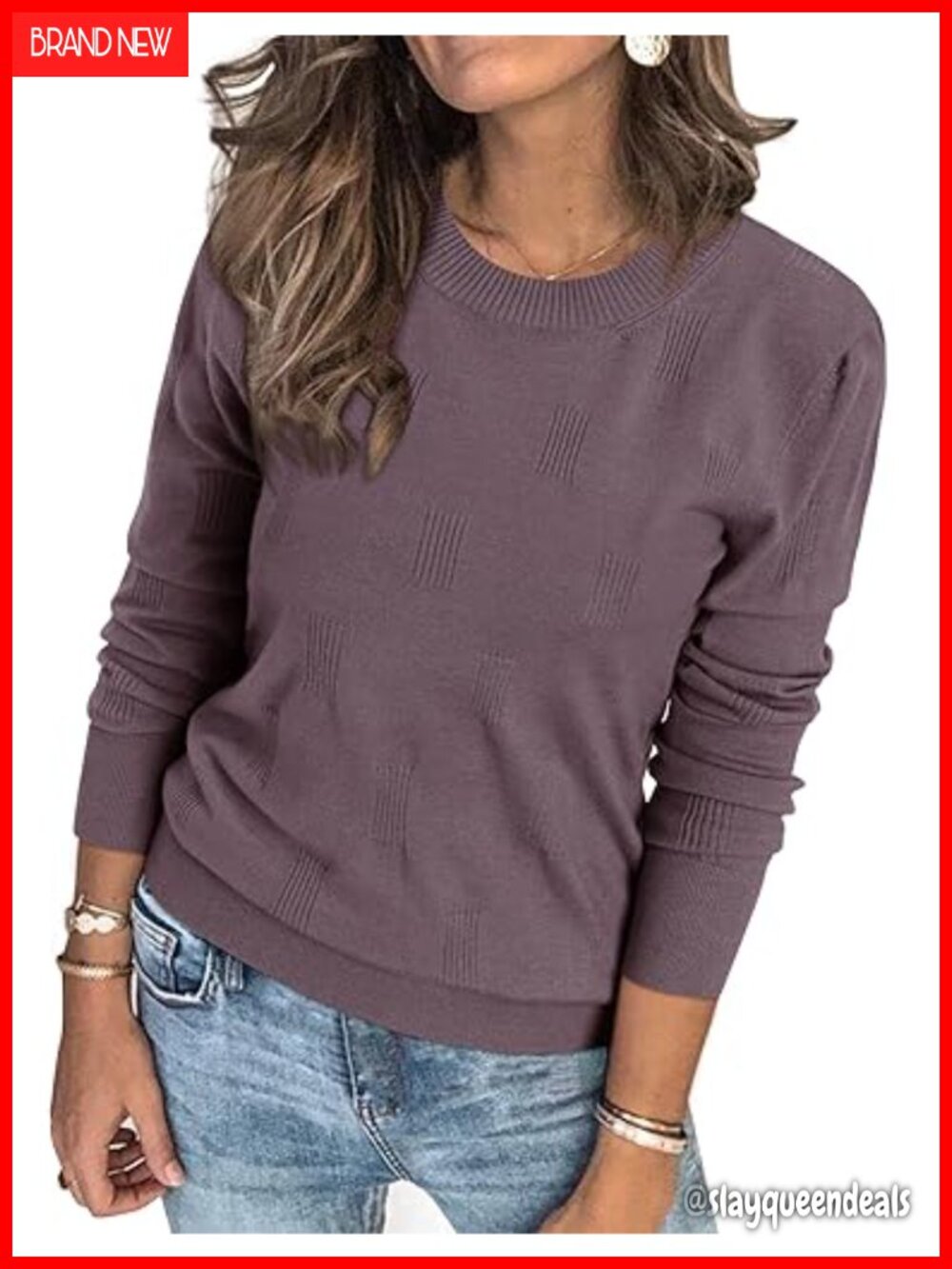 Arach&Cloz Soft Knit Ribbed Pullover Business Casual Fall Winter Tops